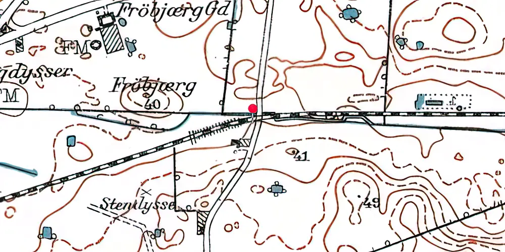 Historisk kort over Oustrup Trinbræt Historisk kort over Oustrup Trinbræt