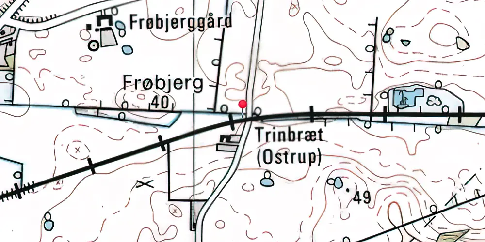 Historisk kort over Oustrup Trinbræt Historisk kort over Oustrup Trinbræt