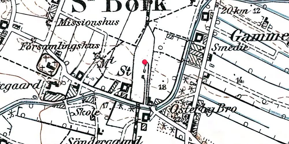 Historisk kort over Sønder Bork Station