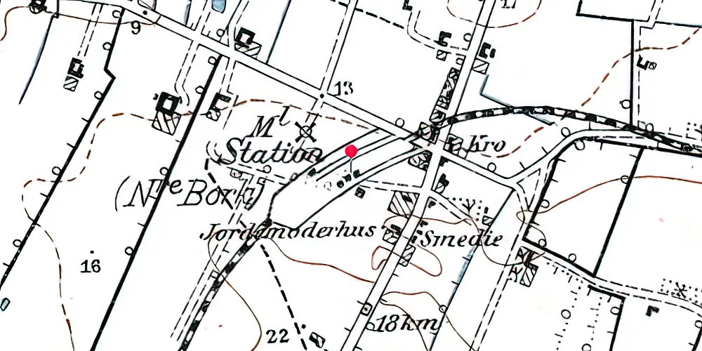 Historisk kort over Nørre Bork Station