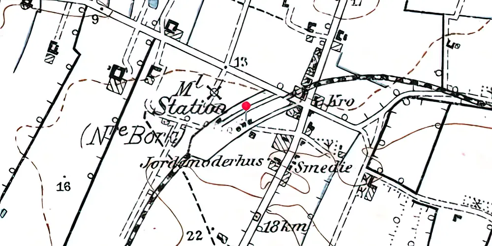 Historisk kort over Nørre Bork Station Historisk kort over Nørre Bork Station