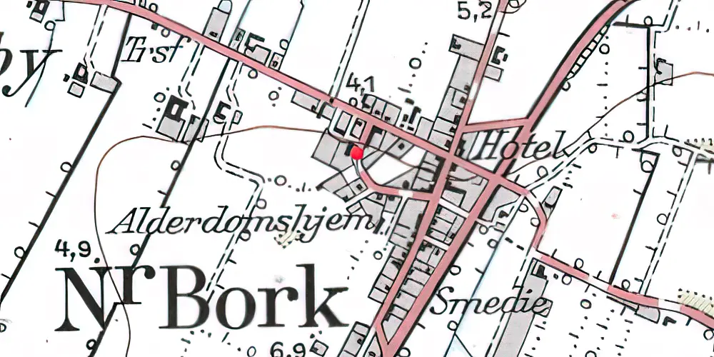 Historisk kort over Nørre Bork Station Historisk kort over Nørre Bork Station
