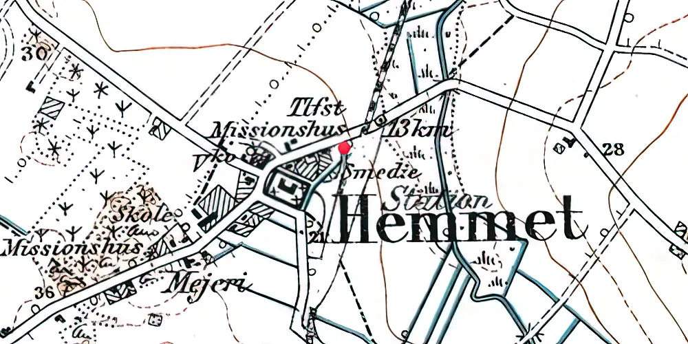 Historisk kort over Hemmet Station Historisk kort over Hemmet Station
