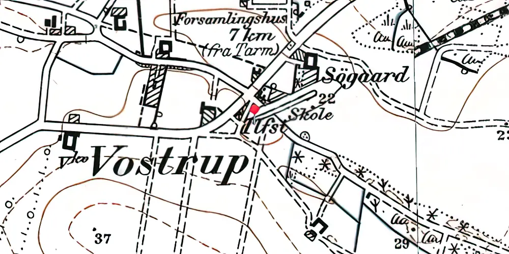 Historisk kort over Vostrup Station