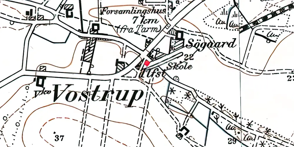Historisk kort over Vostrup Station Historisk kort over Vostrup Station