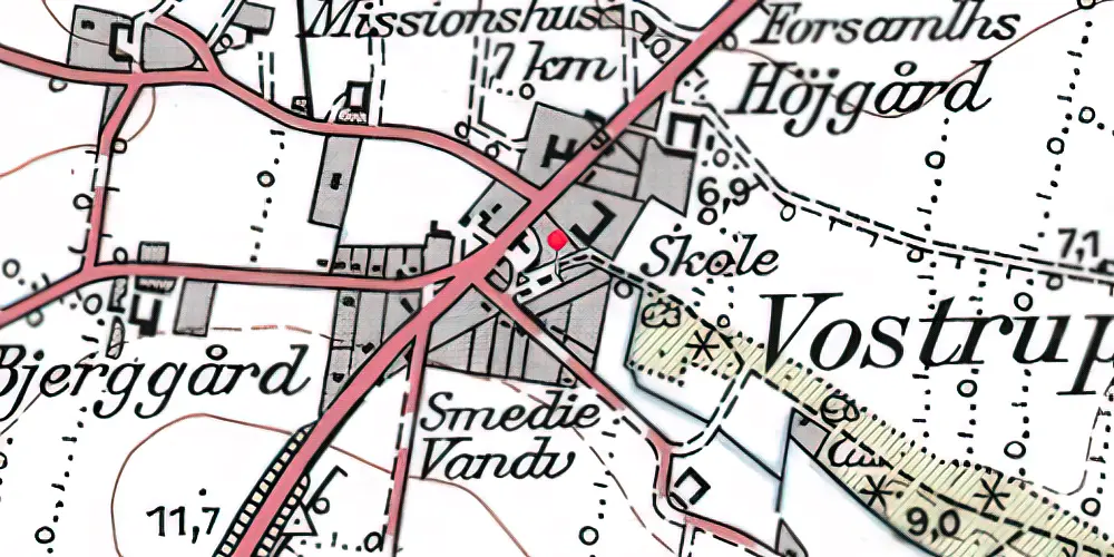 Historisk kort over Vostrup Station Historisk kort over Vostrup Station