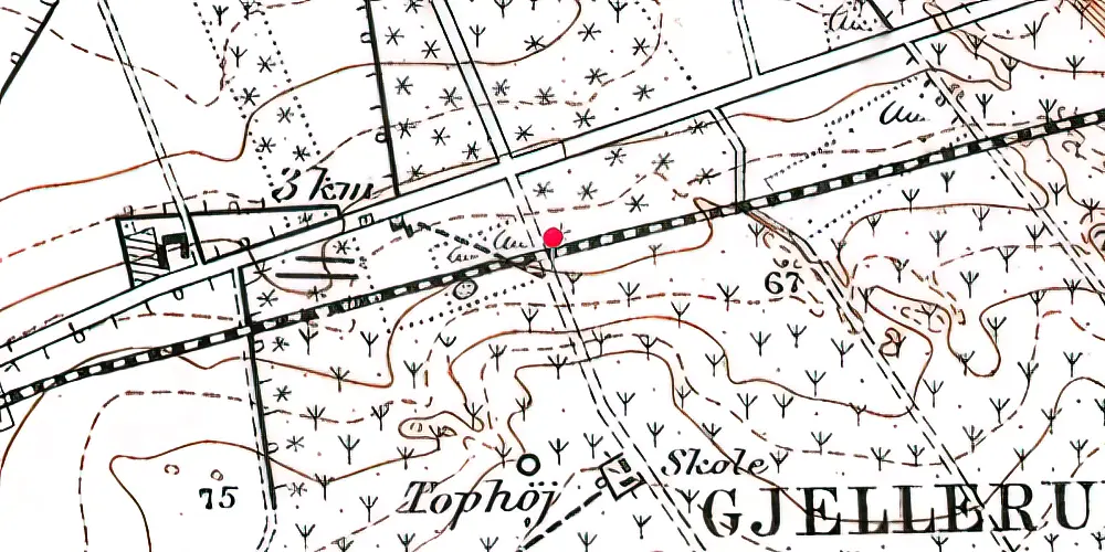 Historisk kort over Gellerup Trinbræt