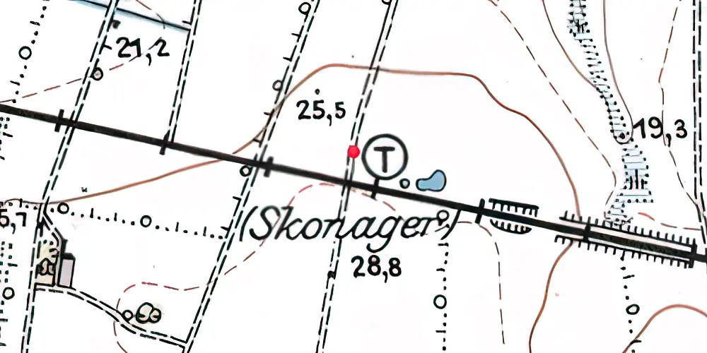 Historisk kort over Skonager Trinbræt Historisk kort over Skonager Trinbræt