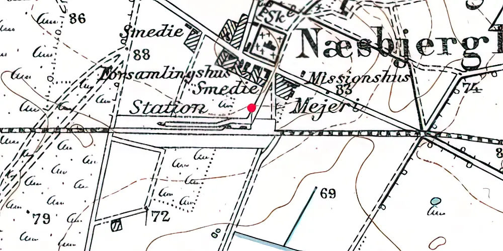 Historisk kort over Næsbjerg Station Historisk kort over Næsbjerg Station