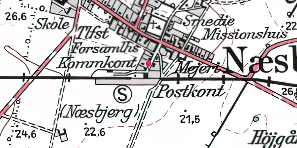 Historisk kort over Næsbjerg Station Historisk kort over Næsbjerg Station