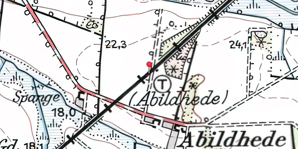 Historisk kort over Abildhede Trinbræt Historisk kort over Abildhede Trinbræt