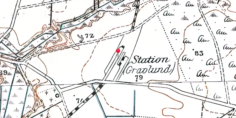 Historisk kort over Gravlund (VaGJ) Station Historisk kort over Gravlund (VaGJ) Station