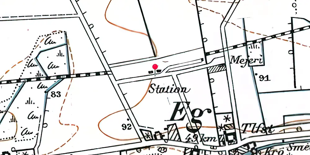 Historisk kort over Eg Station Historisk kort over Eg Station