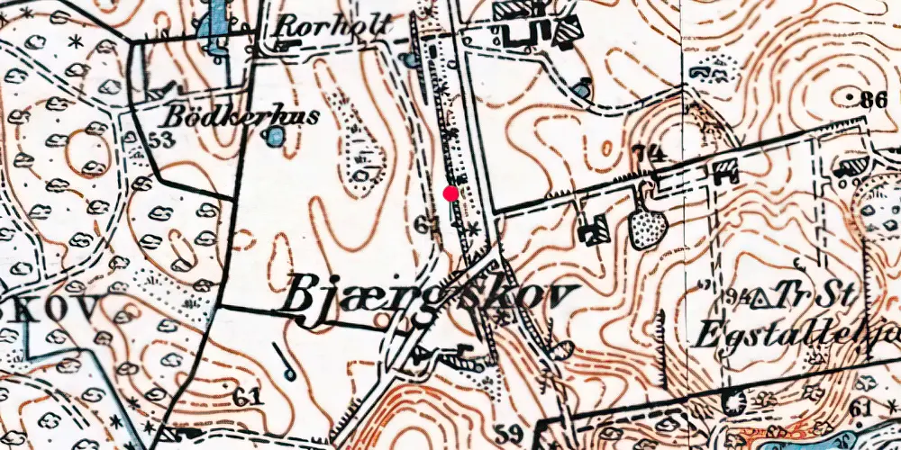 Historisk kort over Bjergskov Trinbræt Historisk kort over Bjergskov Trinbræt