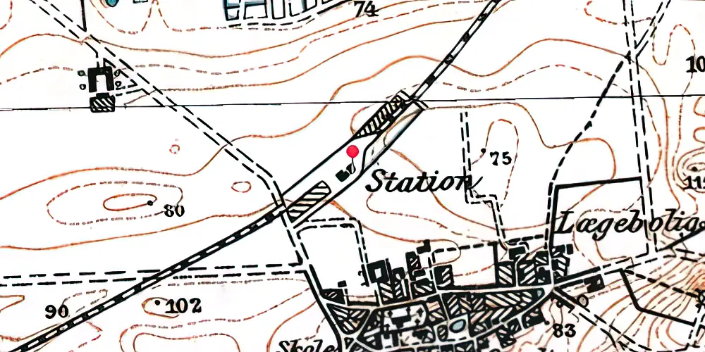 Historisk kort over Hyllested Station