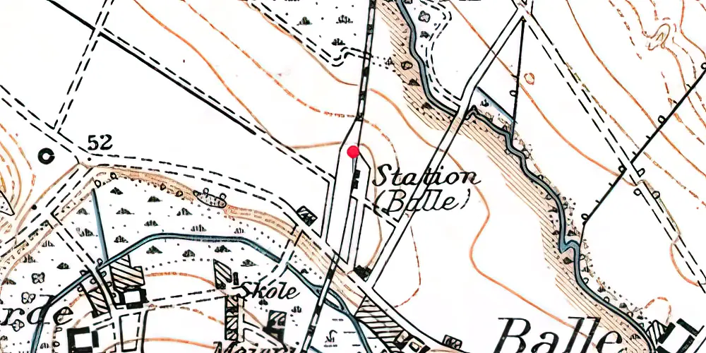 Historisk kort over Balle Station Historisk kort over Balle Station