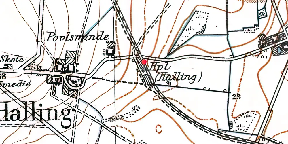 Historisk kort over Halling Station Historisk kort over Halling Station