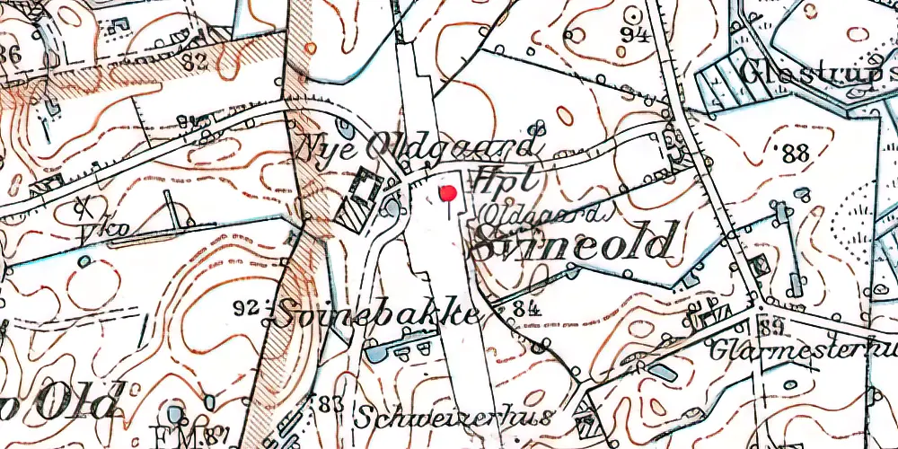 Historisk kort over Oldgård Billetsalgssted Historisk kort over Oldgård Billetsalgssted