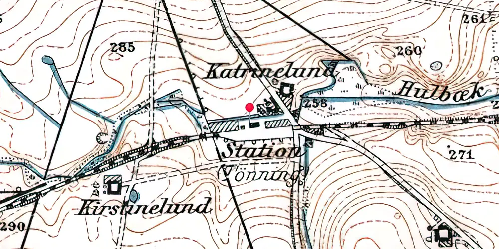 Historisk kort over Tønning Station