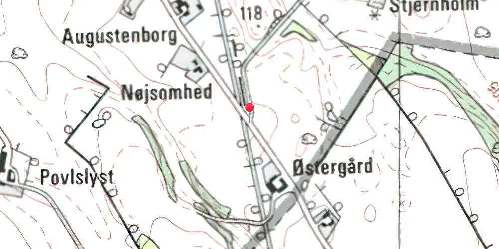 Historisk kort over Vinding Østergaard Trinbræt Historisk kort over Vinding Østergaard Trinbræt