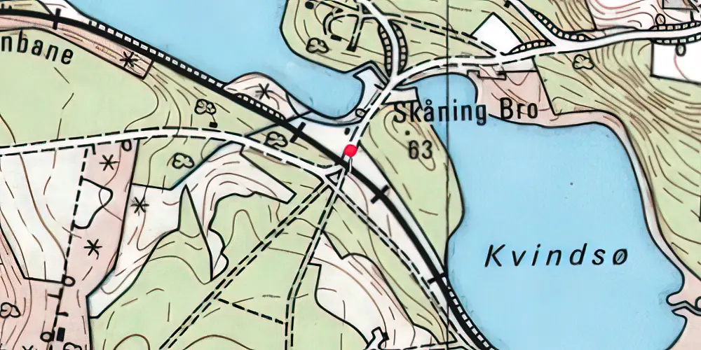 Historisk kort over Skåningbro Trinbræt Historisk kort over Skåningbro Trinbræt