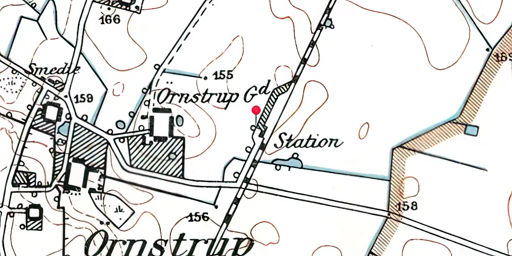 Historisk kort over Ørnstrup Holdeplads med sidespor Historisk kort over Ørnstrup Holdeplads med sidespor