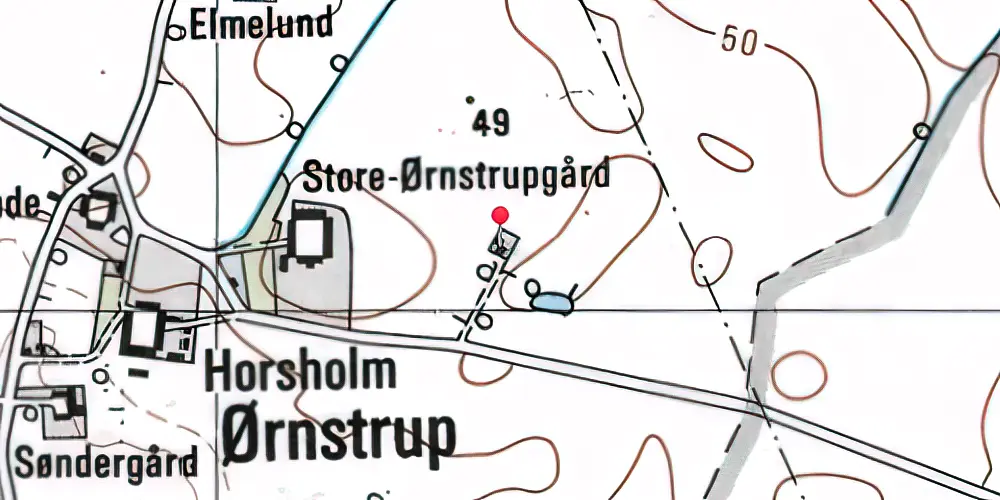 Historisk kort over Ørnstrup Holdeplads med sidespor Historisk kort over Ørnstrup Holdeplads med sidespor