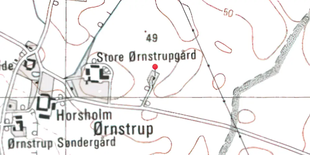 Historisk kort over Ørnstrup Holdeplads med sidespor Historisk kort over Ørnstrup Holdeplads med sidespor