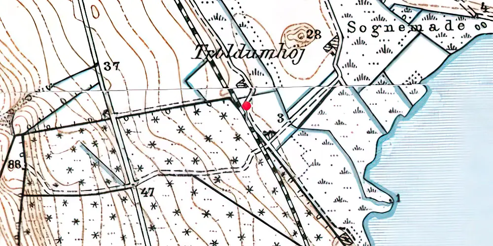 Historisk kort over Haldrup Strand Trinbræt Historisk kort over Haldrup Strand Trinbræt