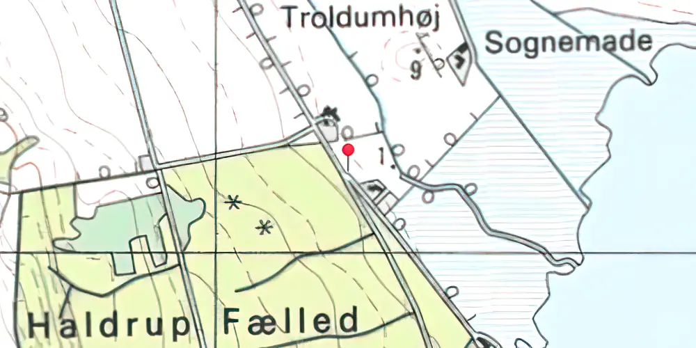 Historisk kort over Haldrup Strand Trinbræt Historisk kort over Haldrup Strand Trinbræt
