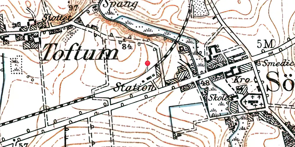Historisk kort over Søvind Station Historisk kort over Søvind Station