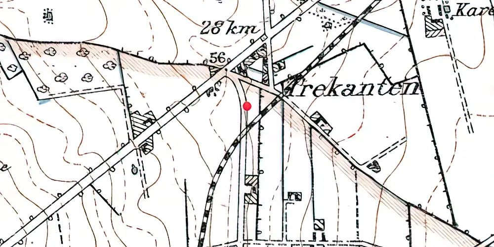 Historisk kort over Trekanten Trinbræt