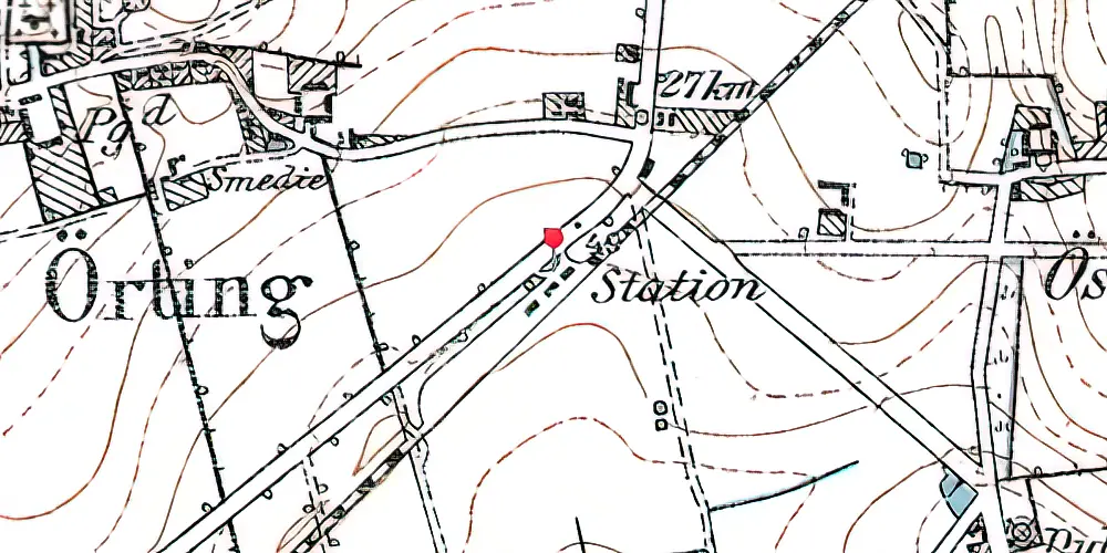 Historisk kort over Ørting Station Historisk kort over Ørting Station