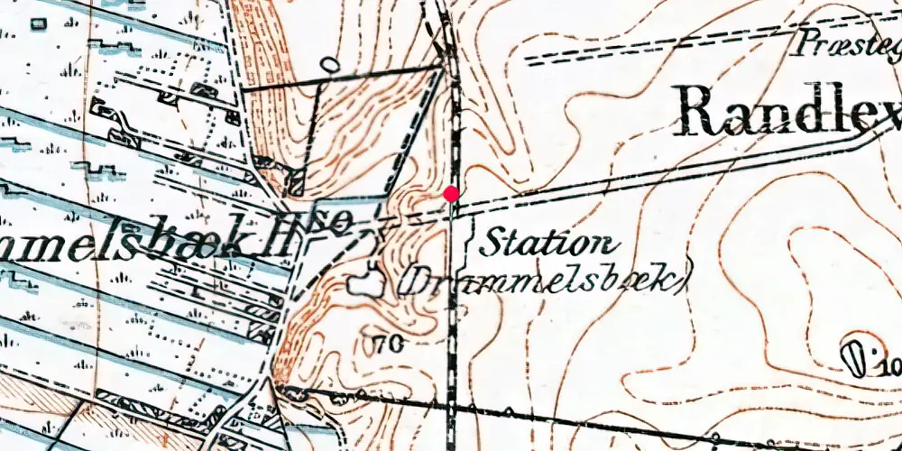 Historisk kort over Drammelsbæk Trinbræt Historisk kort over Drammelsbæk Trinbræt
