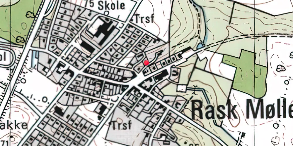 Historisk kort over Rask Mølle Station Historisk kort over Rask Mølle Station