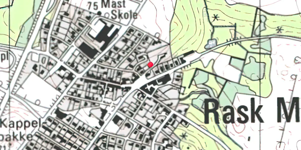 Historisk kort over Rask Mølle Station Historisk kort over Rask Mølle Station