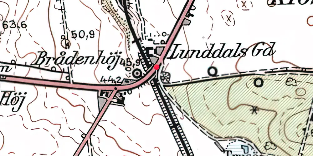 Historisk kort over Lunddalen Trinbræt