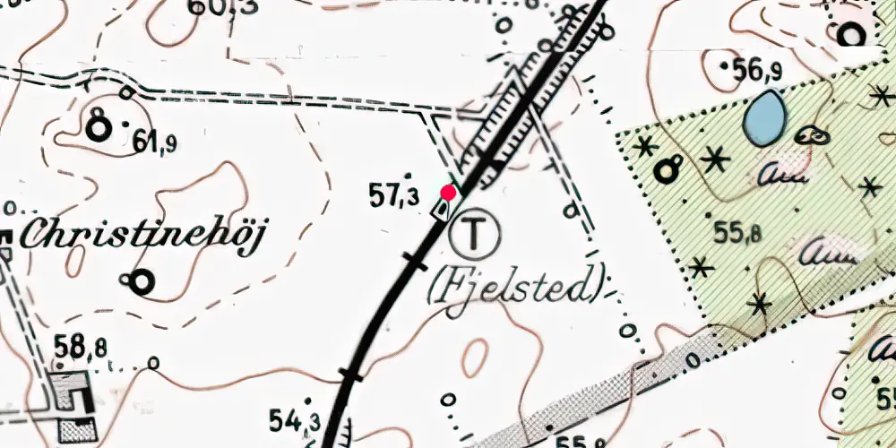 Historisk kort over Fjelsted Trinbræt