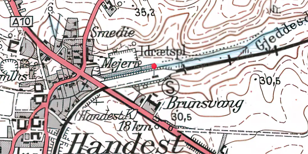 Historisk kort over Handest Station