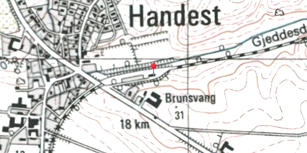 Historisk kort over Handest Station Historisk kort over Handest Station