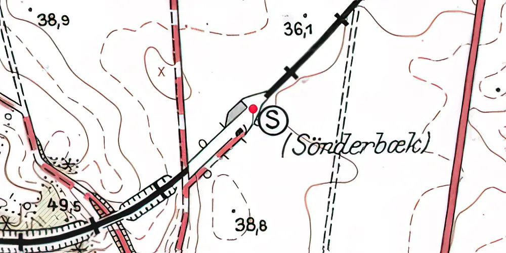 Historisk kort over Sønderbæk Station