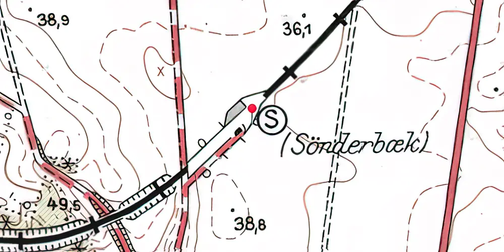 Historisk kort over Sønderbæk Station Historisk kort over Sønderbæk Station