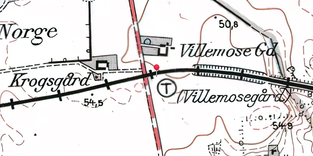 Historisk kort over Villemosegård Trinbræt (uofficielt)