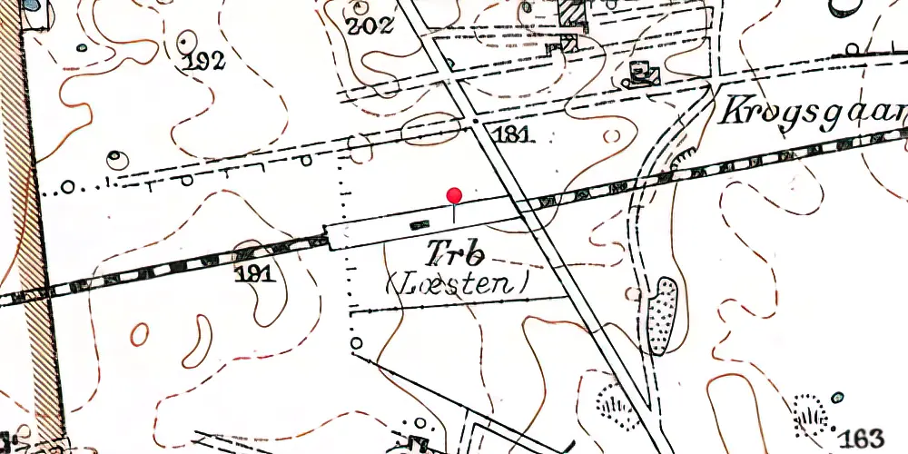 Historisk kort over Læsten Trinbræt med Sidespor Historisk kort over Læsten Trinbræt med Sidespor