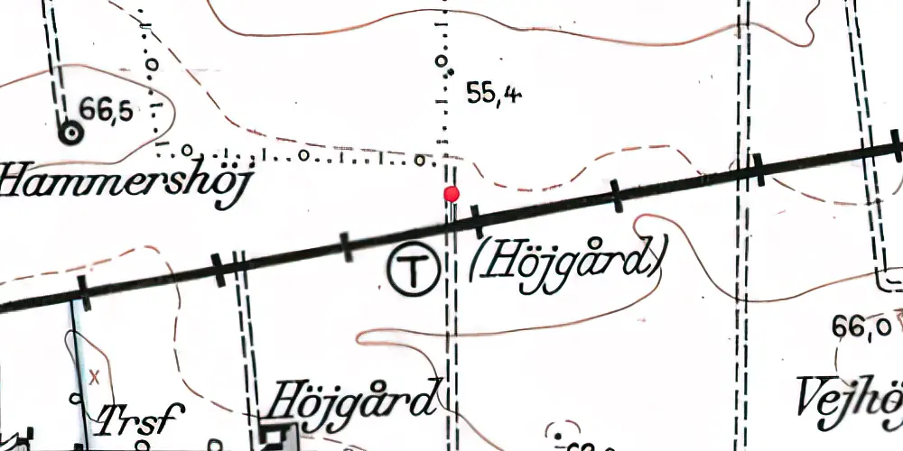 Historisk kort over Højgård Trinbræt