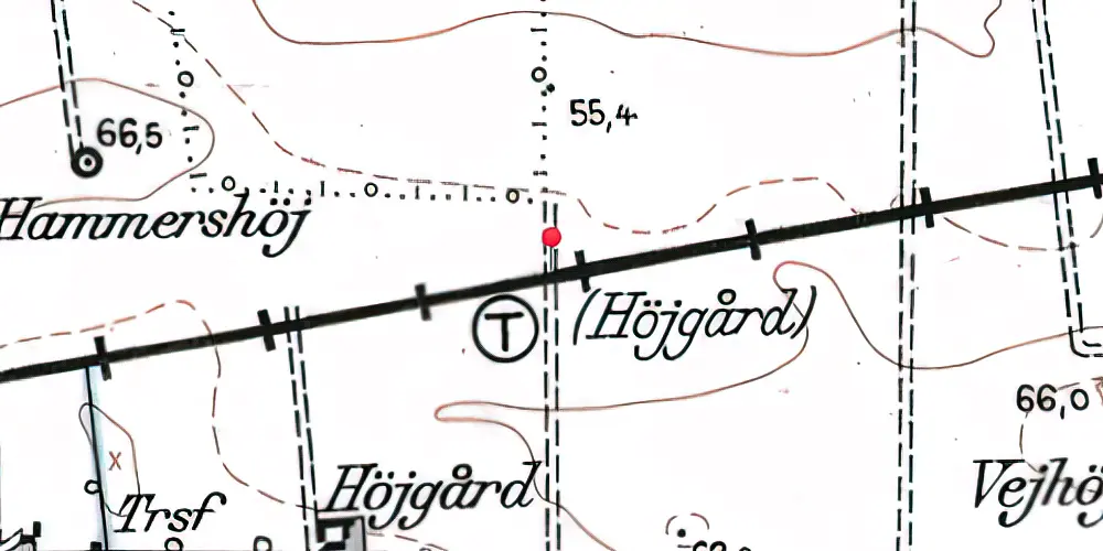 Historisk kort over Højgård Trinbræt Historisk kort over Højgård Trinbræt