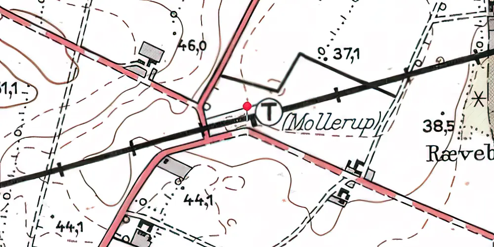 Historisk kort over Mollerup Trinbræt med Sidespor
