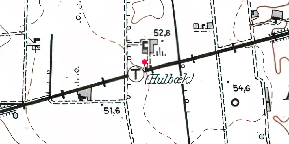 Historisk kort over Hulbæk Trinbræt