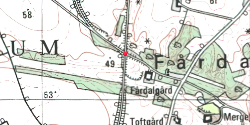 Historisk kort over Fårdal Trinbræt (uofficielt) Historisk kort over Fårdal Trinbræt (uofficielt)