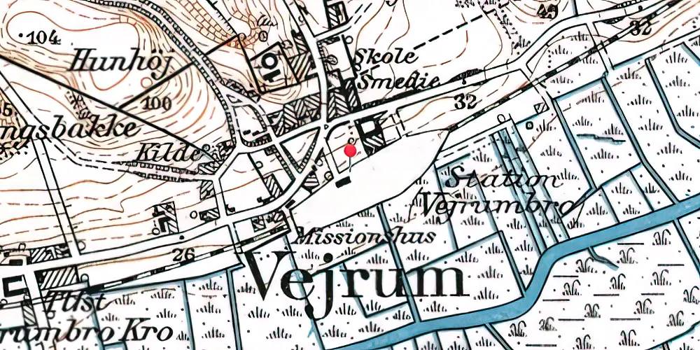 Historisk kort over Vejrumbro Station Historisk kort over Vejrumbro Station